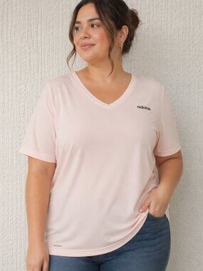 adidas Plus Size Light Pink V-Neck Athletic Top Women's Size 4X NWT